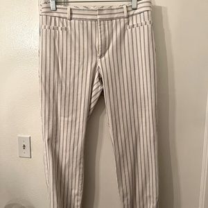 NWOT Banana Republic Sloan Pant Sz 8 White w Dark Stripe